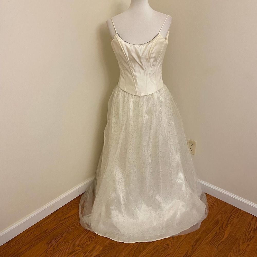 Jessica McClintock for GUNNE SAX Off White Corset & Tulle Wedding Dress Size 7